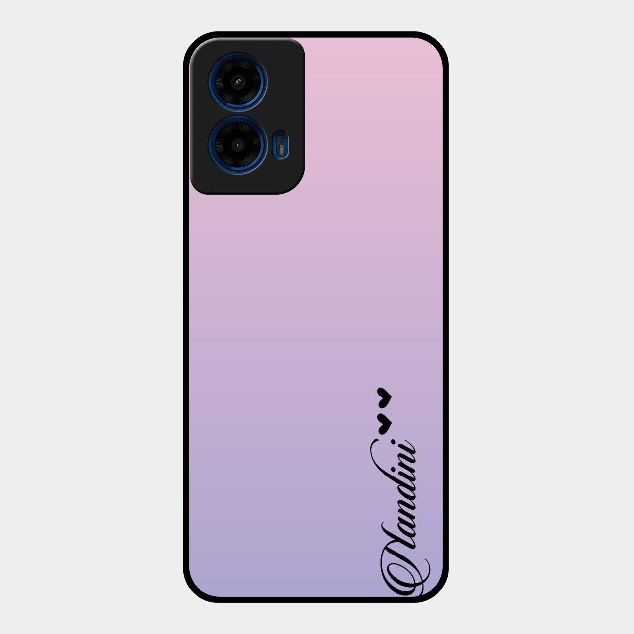 Customize Name Gradient Glass Case Cover Pink For Motorola G45 5G