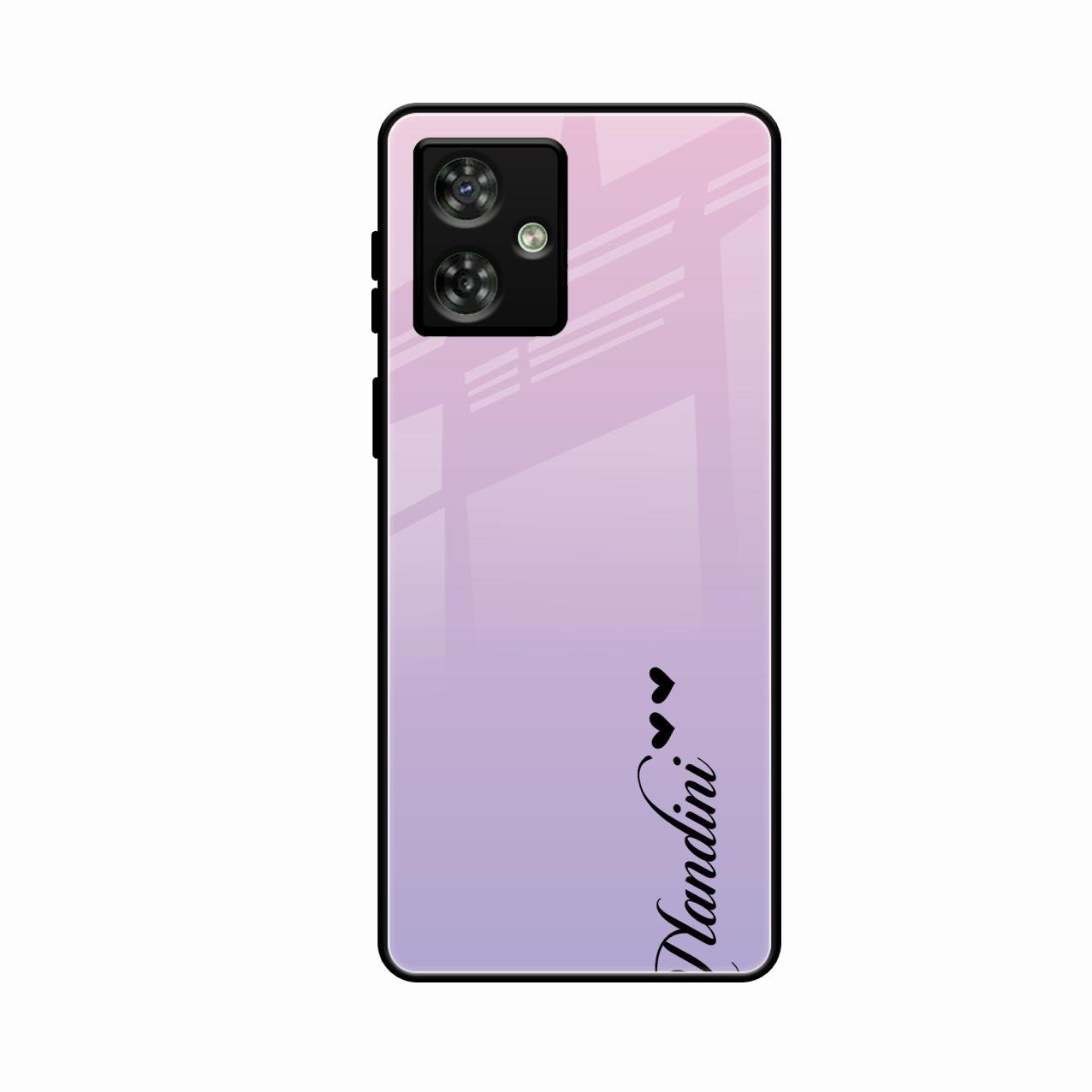 Customize Name Gradient Glass Case Cover Pink For Motorola G54 5G