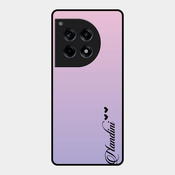 Customize Name Gradient Glass Case Cover Pink For Oneplus 12R 5G