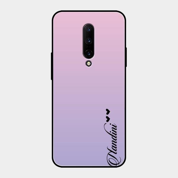 Customize Name Gradient Glass Case Cover Pink For Oneplus 7 Pro