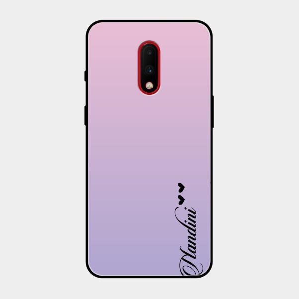 Customize Name Gradient Glass Case Cover Pink For Oneplus 7