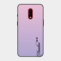 Customize Name Gradient Glass Case Cover Pink For Oneplus 7