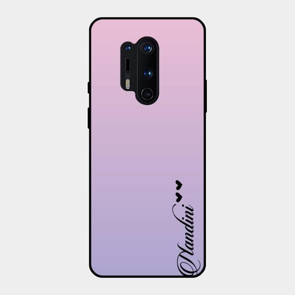 Customize Name Gradient Glass Case Cover Pink For Oneplus 8 Pro