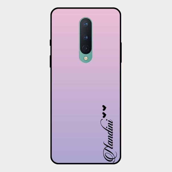 Customize Name Gradient Glass Case Cover Pink For Oneplus 8