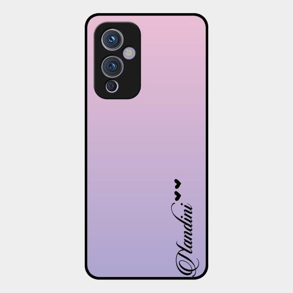 Customize Name Gradient Glass Case Cover Pink For Oneplus 9 5G