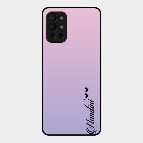 Customize Name Gradient Glass Case Cover Pink For Oneplus 9R 5G