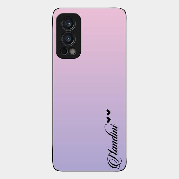 Customize Name Gradient Glass Case Cover Pink For Oneplus Nord 2 5G