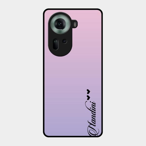 Customize Name Gradient Glass Case Cover Pink For Oppo Reno 11 5G