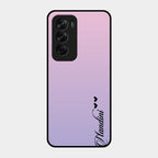 Customize Name Gradient Glass Case Cover Pink For Oppo Reno 12 Pro 5G