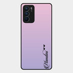 Customize Name Gradient Glass Case Cover Pink For Oppo Reno 6 5G