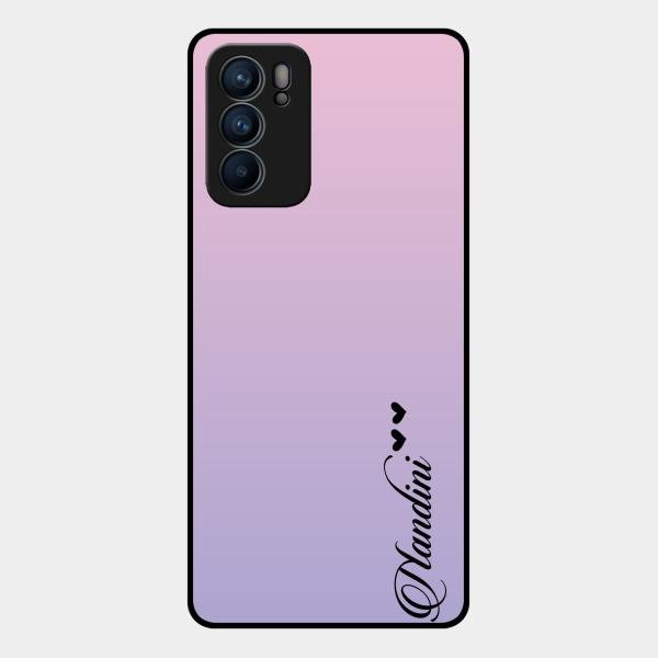 Customize Name Gradient Glass Case Cover Pink For Oppo Reno 6 5G