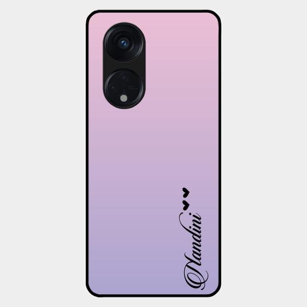 Customize Name Gradient Glass Case Cover Pink For Oppo Reno 8T 5G