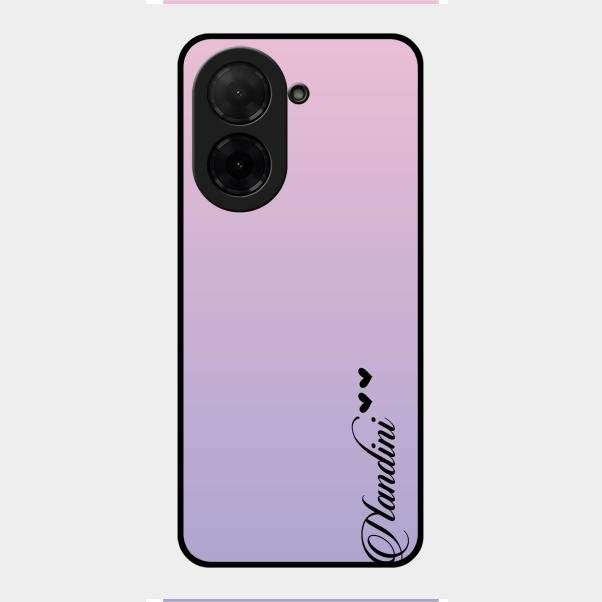Customize Name Gradient Glass Case Cover Pink For Poco C71