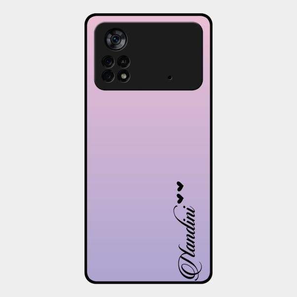 Customize Name Gradient Glass Case Cover Pink For Poco X4 Pro 5G