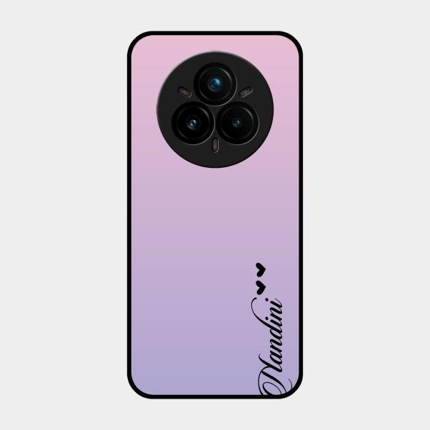 Customize Name Gradient Glass Case Cover Pink For Realme 14 Pro 5G