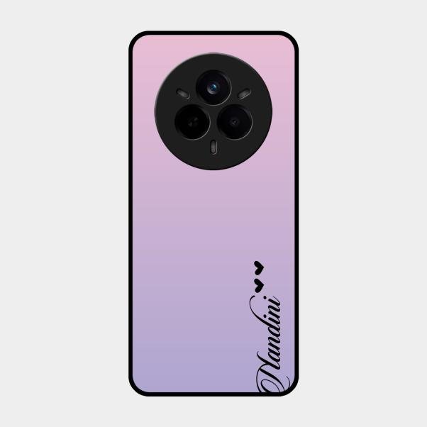 Customize Name Gradient Glass Case Cover Pink For Realme 14 Pro Plus 5G