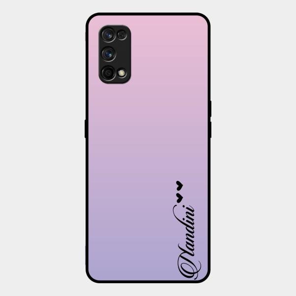 Customize Name Gradient Glass Case Cover Pink For Realme 7 Pro