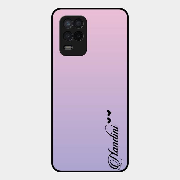 Customize Name Gradient Glass Case Cover Pink For Realme 8 5G