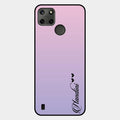Customize Name Gradient Glass Case Cover Pink For Realme C21Y