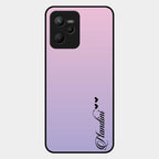 Customize Name Gradient Glass Case Cover Pink For Realme C35