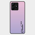 Customize Name Gradient Glass Case Cover Pink For Realme C53