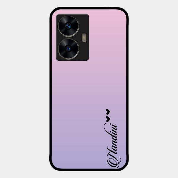 Customize Name Gradient Glass Case Cover Pink For Realme C55