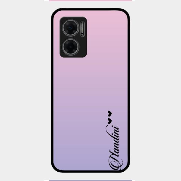 Customize Name Gradient Glass Case Cover Pink For Redmi 11 Prime 5G