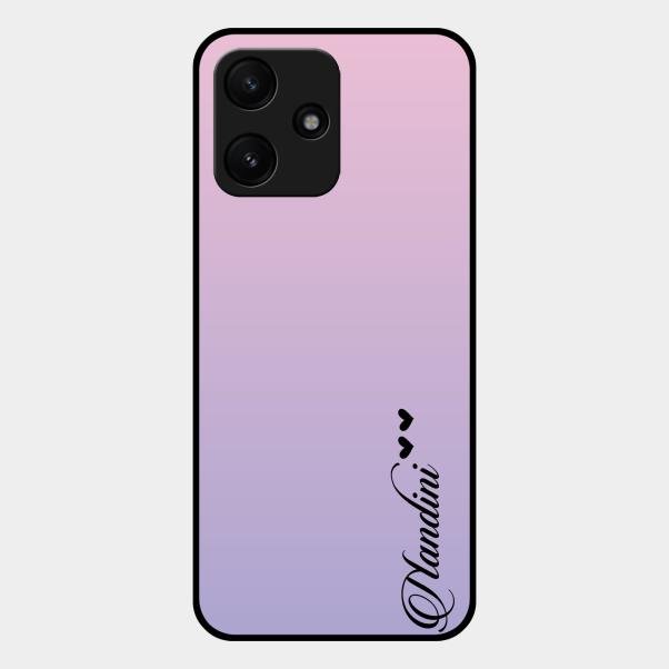 Customize Name Gradient Glass Case Cover Pink For Redmi 12 5G
