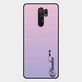 Customize Name Gradient Glass Case Cover Pink For Redmi 9 Prime
