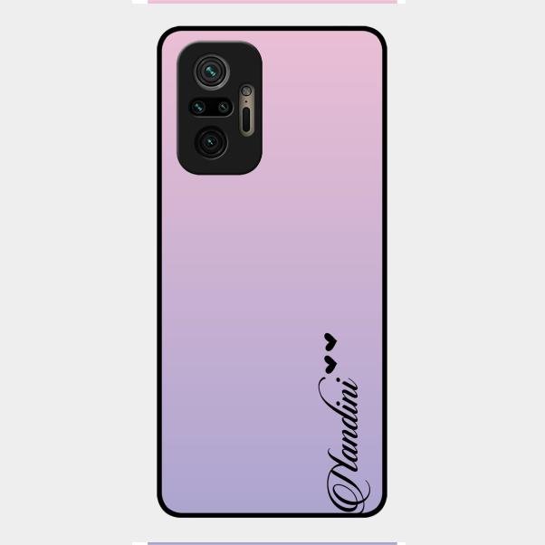 Customize Name Gradient Glass Case Cover Pink For Redmi Note 10 Pro