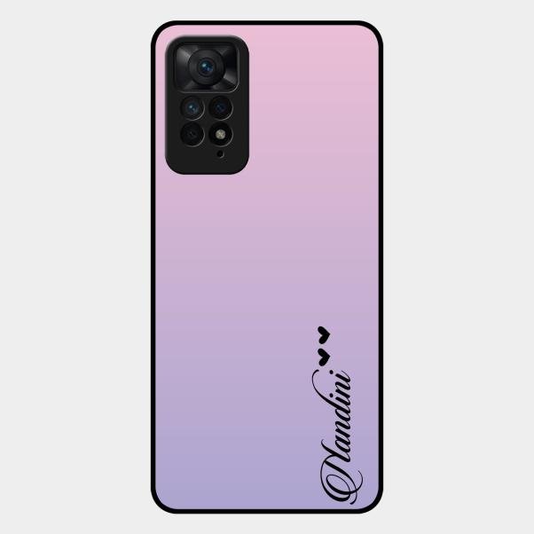 Customize Name Gradient Glass Case Cover Pink For Redmi Note 11 Pro 5G