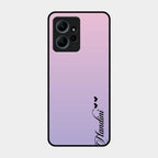 Customize Name Gradient Glass Case Cover Pink For Redmi Note 12 4G