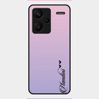 Customize Name Gradient Glass Case Cover Pink For Redmi Note 13 Pro Plus 5G