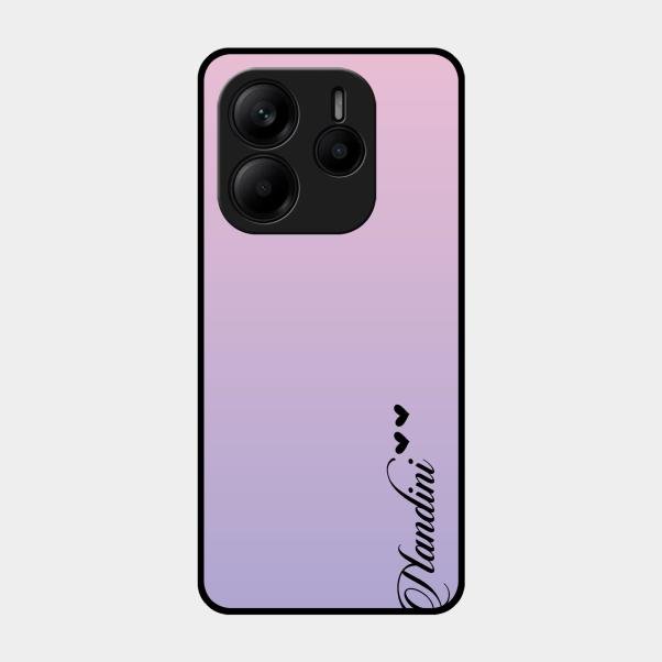 Customize Name Gradient Glass Case Cover Pink For Redmi Note 14 5G