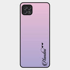 Customize Name Gradient Glass Case Cover Pink For Samsung Galaxy F42 5G