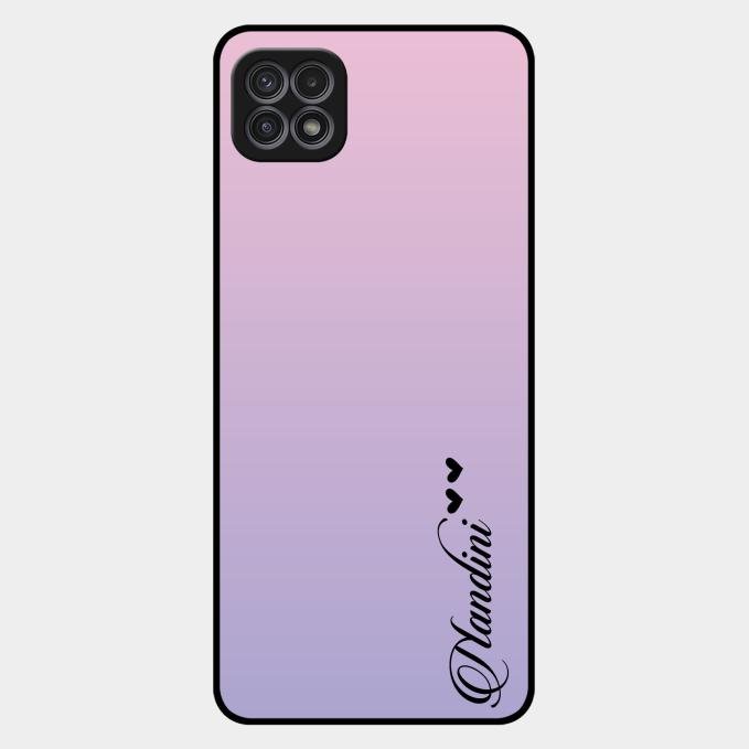 Customize Name Gradient Glass Case Cover Pink For Samsung Galaxy F42 5G