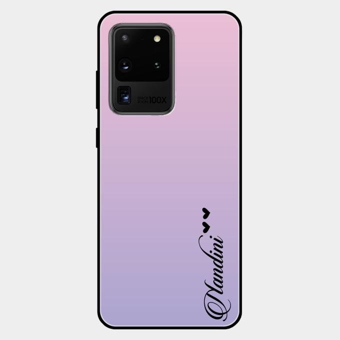 Customize Name Gradient Glass Case Cover Pink For Samsung Galaxy S20 Ultra