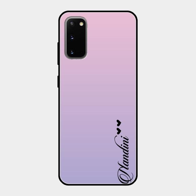 Customize Name Gradient Glass Case Cover Pink For Samsung Galaxy S20