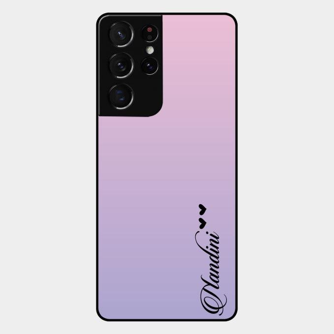 Customize Name Gradient Glass Case Cover Pink For Samsung Galaxy S21 Ultra