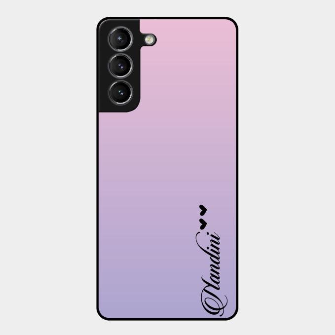 Customize Name Gradient Glass Case Cover Pink For Samsung Galaxy S21