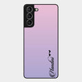 Customize Name Gradient Glass Case Cover Pink For Samsung Galaxy S21