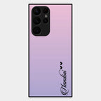 Customize Name Gradient Glass Case Cover Pink For Samsung Galaxy S22 Ultra 5G