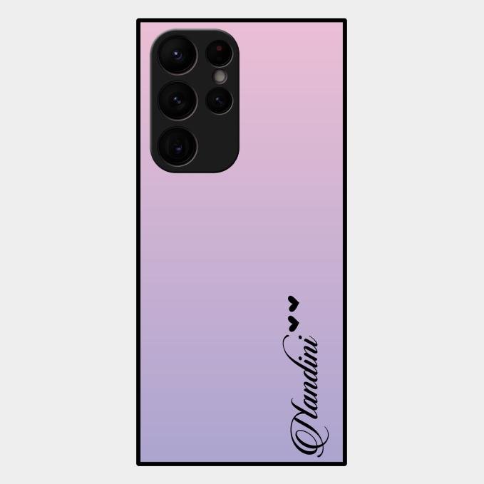 Customize Name Gradient Glass Case Cover Pink For Samsung Galaxy S22 Ultra 5G