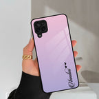 Customize Name Gradient Glass Case Cover Pink For Samsung Galaxy M42 5G