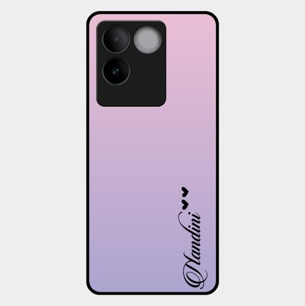 Customize Name Gradient Glass Case Cover Pink For Vivo T2 Pro 5G