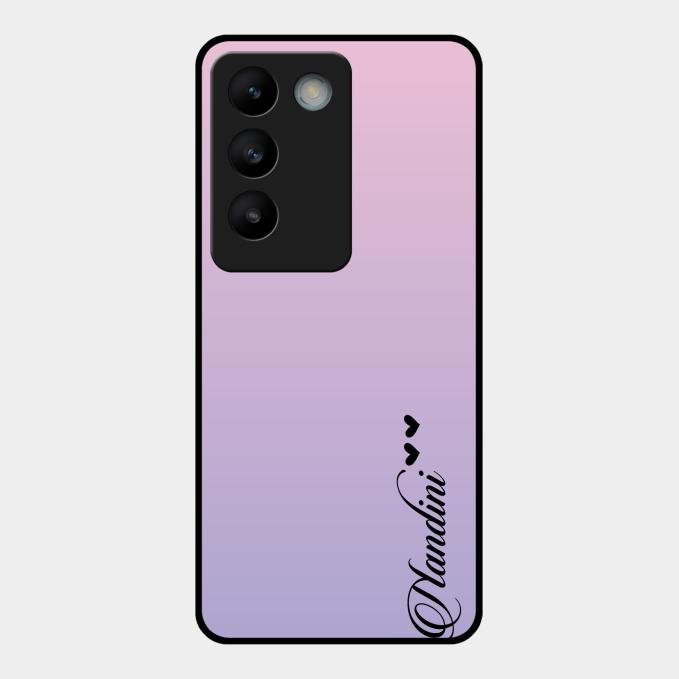 Customize Name Gradient Glass Case Cover Pink For Vivo T3 5G