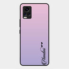 Customize Name Gradient Glass Case Cover Pink For Vivo V20 2021