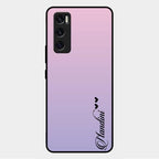 Customize Name Gradient Glass Case Cover Pink For Vivo V20 Se