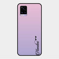 Customize Name Gradient Glass Case Cover Pink For Vivo V20