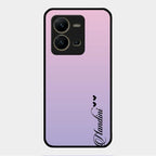Customize Name Gradient Glass Case Cover Pink For Vivo V25 5G